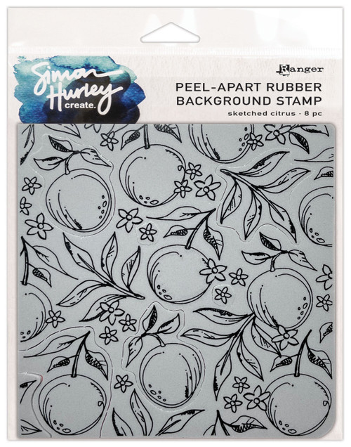 Simon Hurley create. Background Stamp 6"X6"-Sketched Citrus HUR81210 - 789541081210