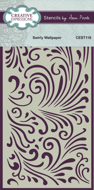 Creative Expressions 4"X8" Stencil By Sam Poole-Swirly Wallpaper CEST118 - 5055305983904