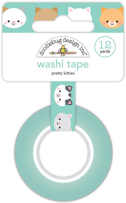 Doodlebug Washi Tape 15mmX12yd-Pretty Kitties WT7598 - 842715075986