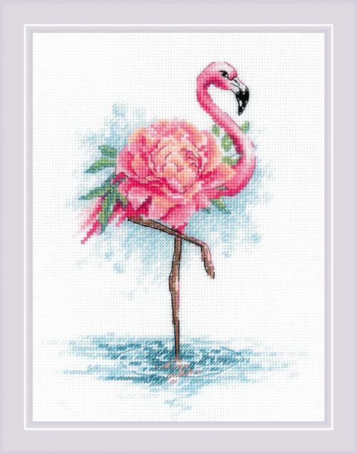 RIOLIS Counted Cross Stitch Kit 7"X9.5"-Blooming Flamingo (14 Count) R2117 - 4779046186462