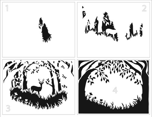 Crafter's Workshop Layered Card Stencil 8.5"X11"-A2 Layered Forest Scene TCW8.5-6025 - 842254060252