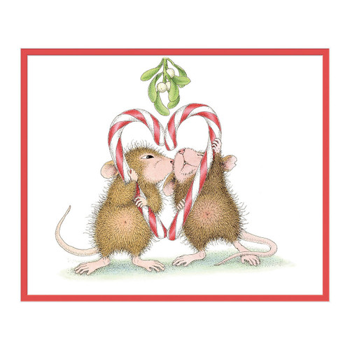 House Mouse Cling Rubber Stamp-Mistletoe Kiss RSC017