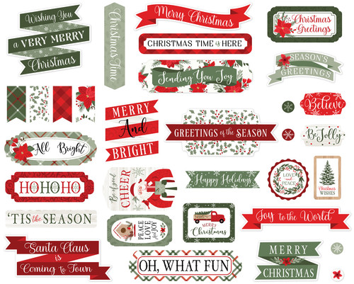 Echo Park Cardstock Ephemera-Titles & Phrases, Christmas Time CT330032