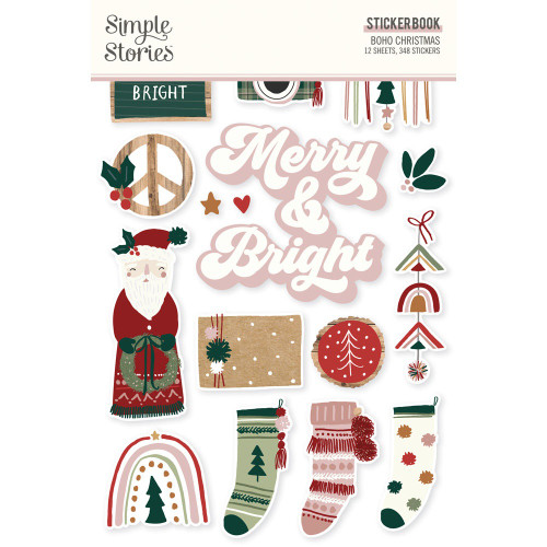 Simple Stories Sticker Book 12/Sheets-Boho Christmas BC20621 - 810112384765