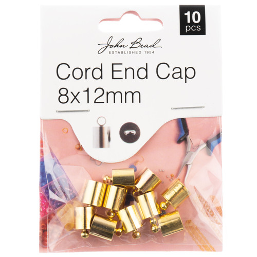 John Bead Cord End Cap 8x12mm 10/Pkg-Gold - 1401179 - 665772231962