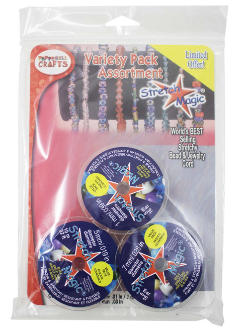 Stretch Magic Bead & Jewelry Cords Value Pack 3/Pkg-Clear, .5mmx10m, .7mmx5m, And 1mmx5m - SMVP01 - 725879206994