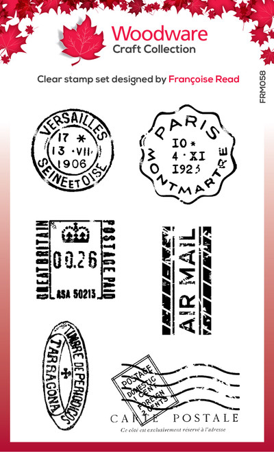 Woodware Clear Stamp 3"X4"-Singles Mini Postmarks FRM058 - 5055305978832