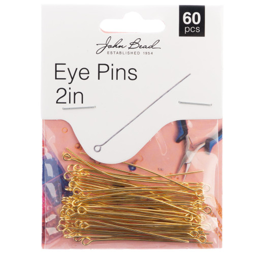 John Bead Eye Pins 2in 20ga (0.032) 60/Pkg-Gold 1401035 - 665772203303