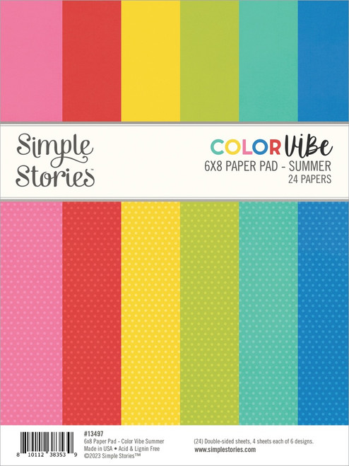 Simple Stories Double-Sided Paper Pad 6"X8" 24/Pkg-Color Vibe Summer - SCV13497 - 810112383539 Simple Stories Double-Sided Paper Pad 6"X8" 24/Pkg-Color Vibe Summer - SCV13497 - 810112383539