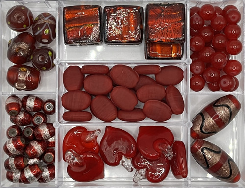 Bead Bazaar Glass Beads In A Case-Red 1800-52 - 633870018525