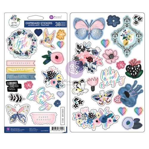 Spring Abstract Chipboard Stickers 38/Pkg-Shapes W/Foil Details P661557 - 655350661557