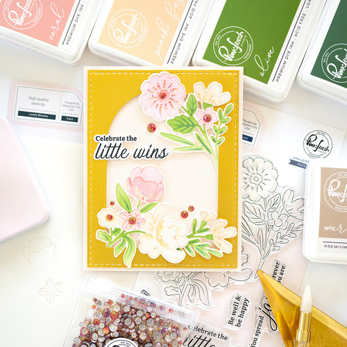 Pinkfresh Studio Clear Stamp Set 4"X6"-Lovely Blooms - PF207723