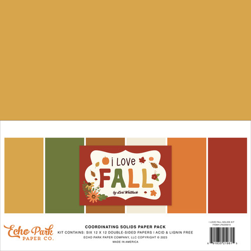 Echo Park Solids Collection Kit 12"X12"-I Love Fall FA225015 - 691835219615