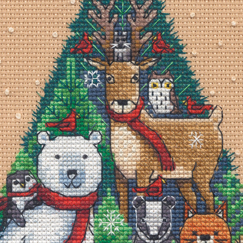 Dimensions Gold Petite Counted Cross Stitch Kit 5"X7"-Woodland Cheer (18 Count) 70-09603