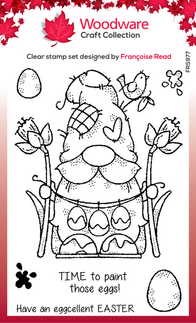 Woodware Clear Stamps 4"X6"-Singles Egg Painting Gnome FRS977 - 5055305977873
