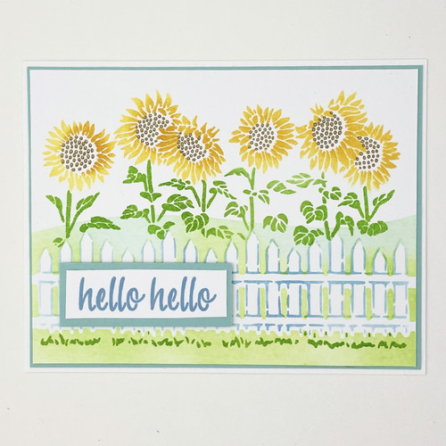 Crafter's Workshop Layered Card Stencil 8.5"X11"-A2 Layered Fenced Sunflowers TCW8.5-6019