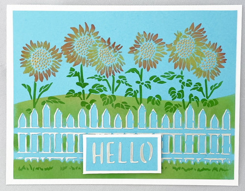 Crafter's Workshop Layered Card Stencil 8.5"X11"-A2 Layered Fenced Sunflowers TCW8.5-6019