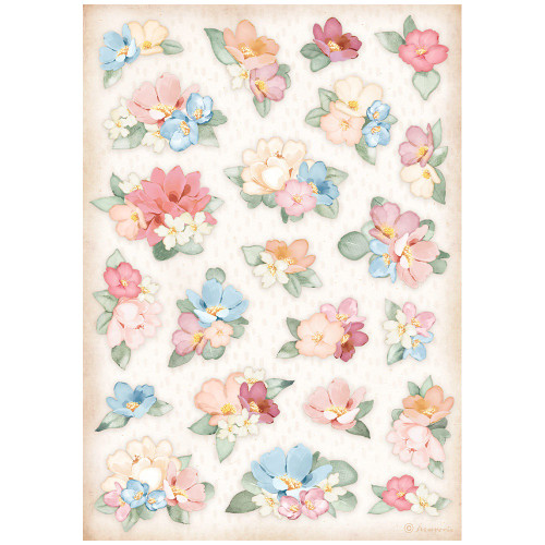 Stamperia Rice Paper Sheet A4-Oh La La Flowers DFSA4760 - 5993110027454