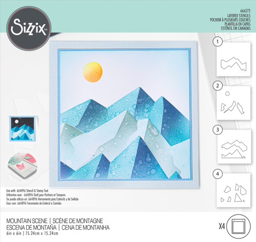 Sizzix Making Tool Layered Stencil 6"X6" By Josh Griffiths-Mountain Scene 666272 - 630454284550