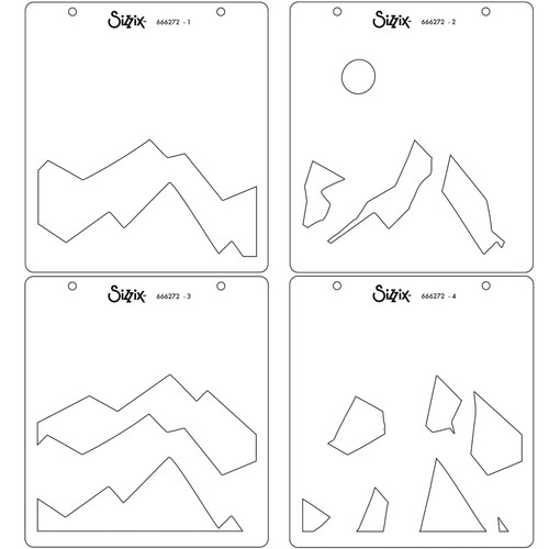 Sizzix Making Tool Layered Stencil 6"X6" By Josh Griffiths-Mountain Scene 666272