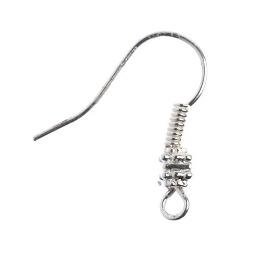 John Bead Earwire w/ Bali Bead 8/Pkg-Silver 1401091