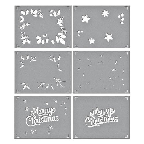 Spellbinders Stencils From The Layered Christmas Stencils-Merry Christmas Foliage STN068