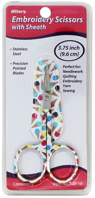 Allary Embroidery Scissors W/Leather Sheath 3.75"-Assorted Sweets 12010A