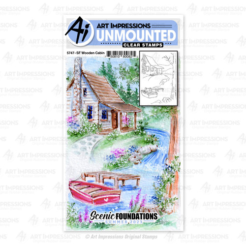 Art Impressions Scenic Foundations Clear Stamps-Wooden Cabin 5747 - 750810800825