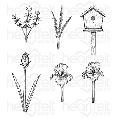 Heartfelt Creations Cling Rubber Stamp Set-Iris Garden Accents HCP31022