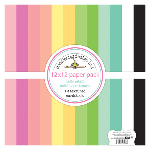 Doodlebug Textured Double-Sided Cardstock 12"X12"-Hello Again - DB8208 - 842715082083