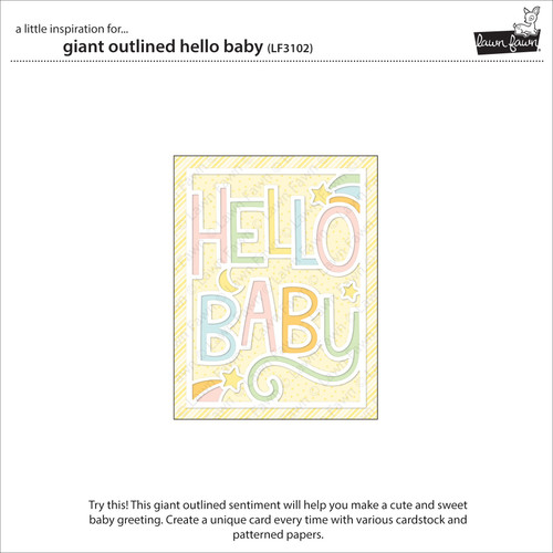 Lawn Cuts Custom Craft Die-Giant Outlined Hello Baby LF3102