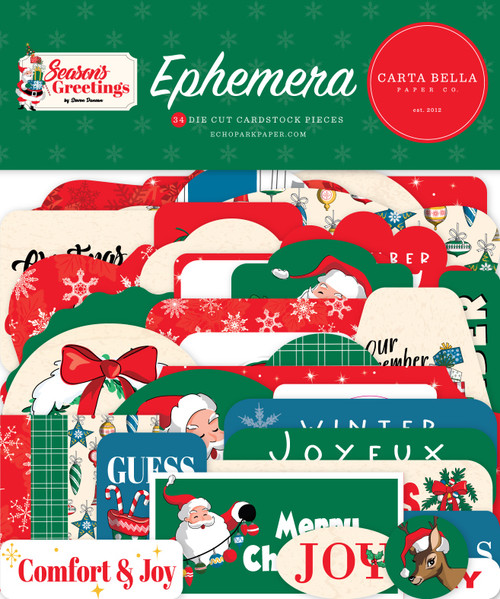 Carta Bella Cardstock Ephemera-Icons, Season's Greetings - SG329024 - 691835217314