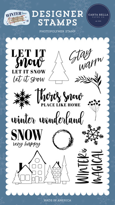 Carta Bella Stamps-Snow Very Happy, Wintertime WT334041 - 691835261119