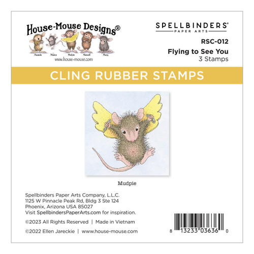 House Mouse Cling Rubber Stamp-Flying To See You RSC012 - 813233036360