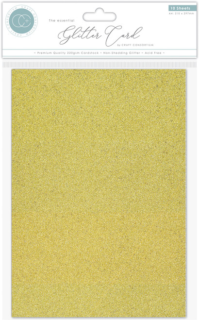 Craft Consortium The Essential Glitter Cardstock A4 10/Pkg-Gold - CCEGC-002 - 5060394629428