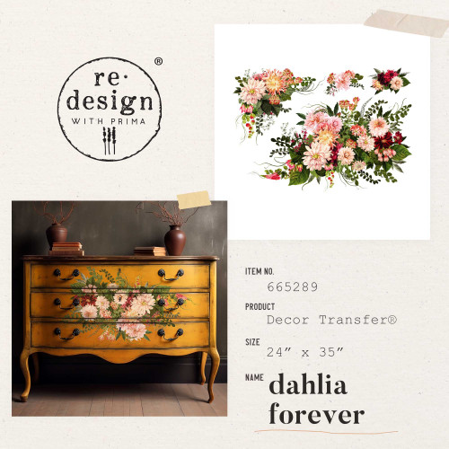 Prima Marketing Re-Design Decor Transfers 24"X35"-Dahlia Forever RE665289