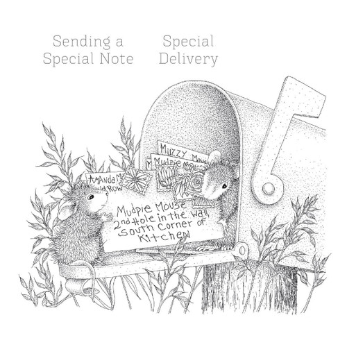 House Mouse Cling Rubber Stamp-Mouse Mail RSC007