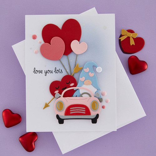 Spellbinders Etched Dies-Gnome Drive Hearts S3486