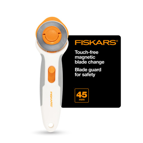 Fiskars Easy Change Stick Rotary Cutter 45mm-Orange / White - 1065933 Fiskars Easy Change Stick Rotary Cutter 45mm-Orange / White - 1065933
