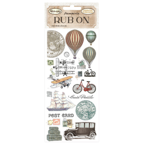 Stamperia Rub-On 4"X8.5"-Around The World Balloons - DFLRB32 - 5993110027973