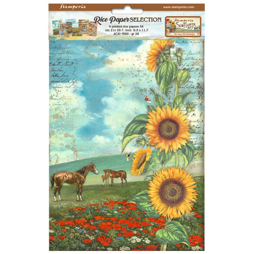 Stamperia Assorted Rice Paper A4 6/Sheets-Sunflower Art DFSA4XSF - 5993110027843