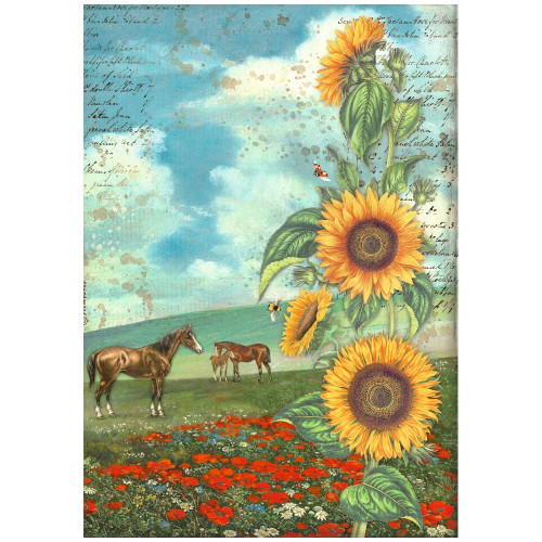 Stamperia Assorted Rice Paper A4 6/Sheets-Sunflower Art DFSA4XSF