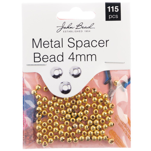 John Bead Metal Spacer Bead 4mm 115/Pkg-Gold 1401056 - 665772203518