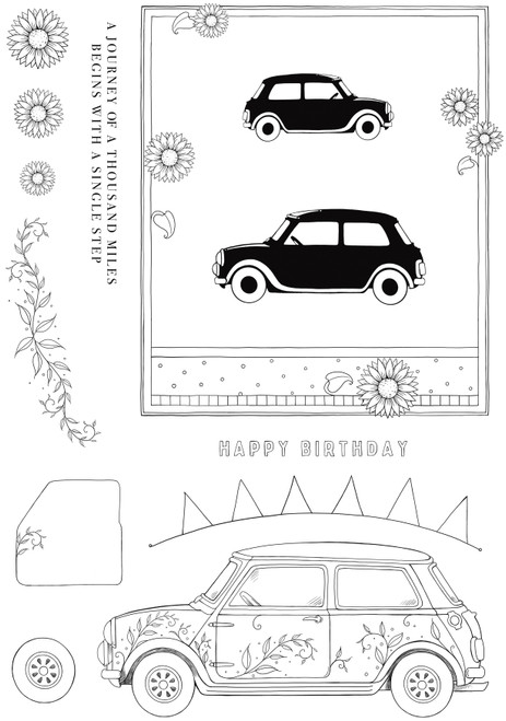 Pink Ink Designs 6"X8" Clear Stamp Set-Mini Driver PI0209