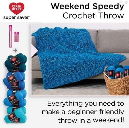 Red Heart Weekend Speedy Crochet Kit-Cool Blue SSKITC