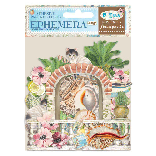 Stamperia Cardstock Ephemera Adhesive Paper Cut Outs-Blue Dream - DFLCT11 - 5993110025924