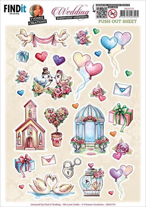 Find It Trading Yvonne Creations Punchout Sheet-Wedding Small Elements B SB10770 - 8718715127005