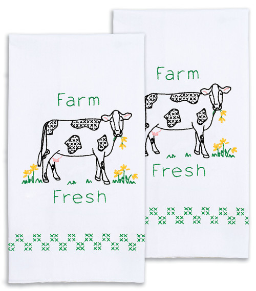 Jack Dempsey Stamped Decorative Hand Towel Pair 17"X28"-Farm Fresh - 320 735