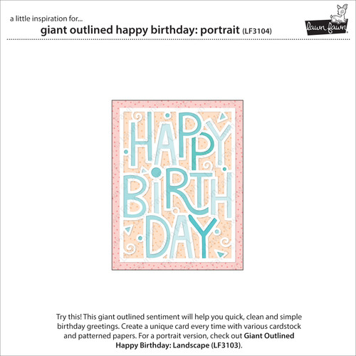 Lawn Cuts Custom Craft Die-Giant Outlined Happy Birthday: Portrait LF3104