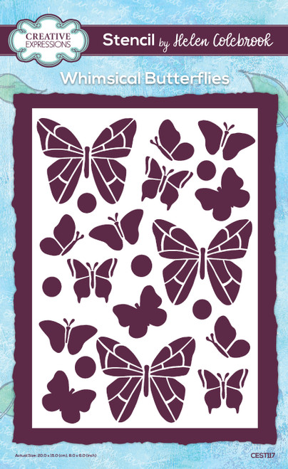 Creative Expressions Stencil 4"x6" By Helen Colebrook-Whimsical Butterflies CEST117 - 5055305983416